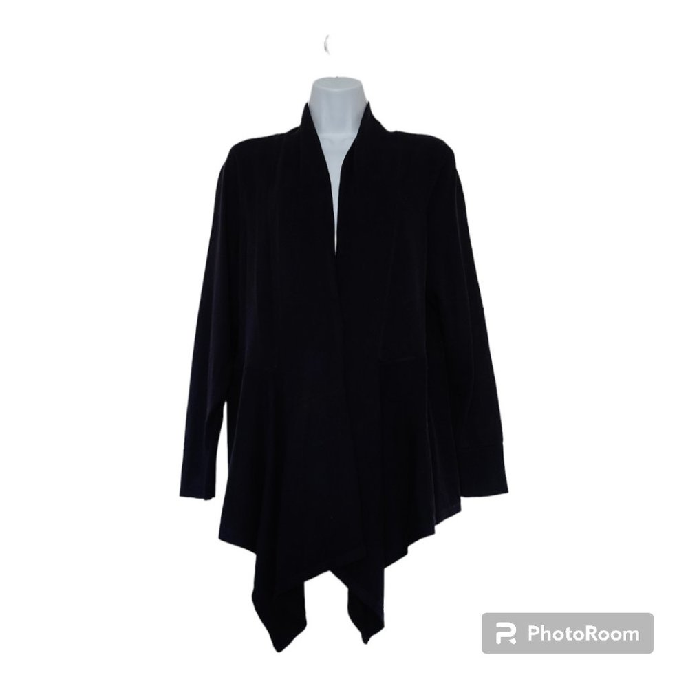 EUC 🌞 Croft & Barrow Black Draped Open Front Cardigan